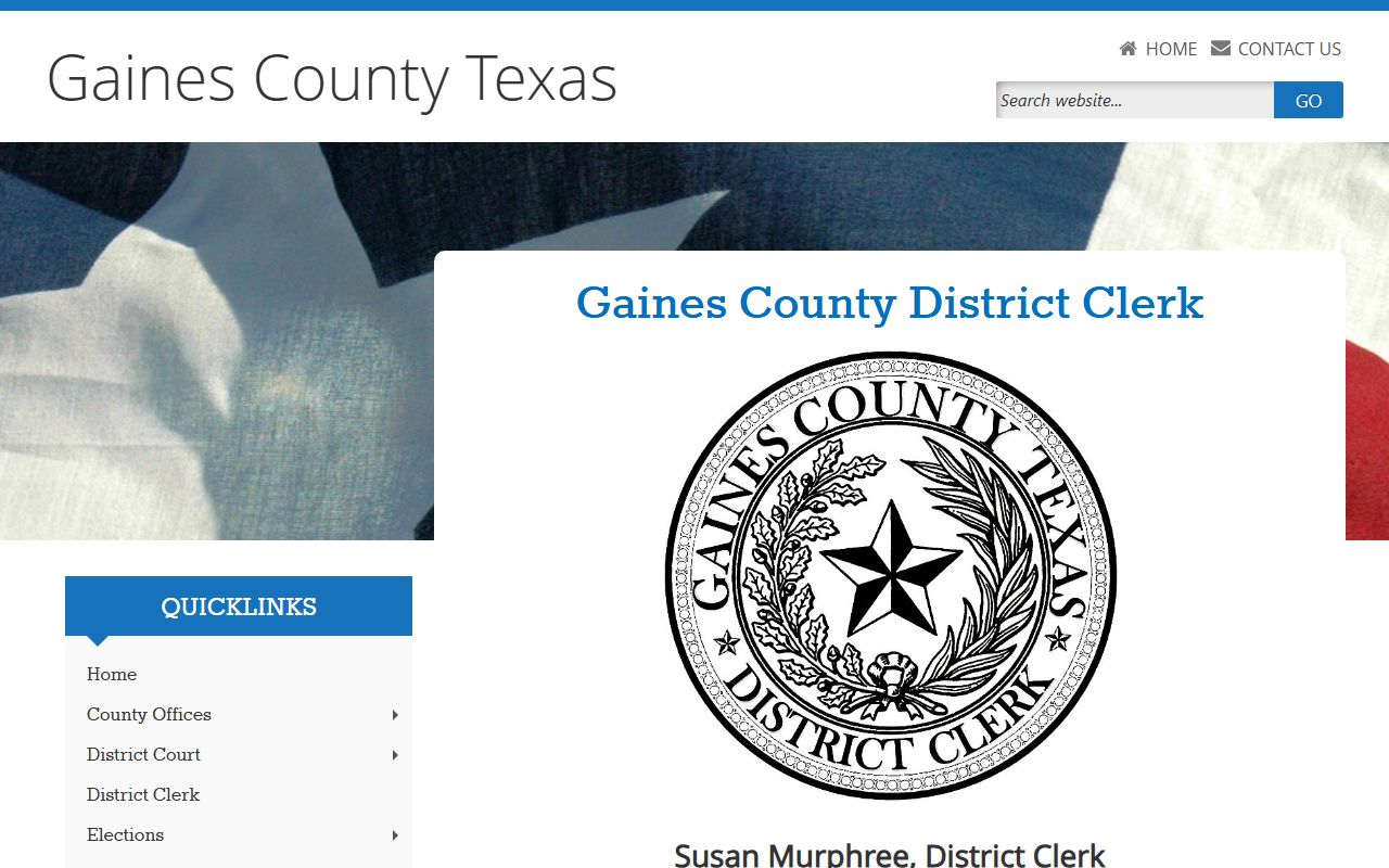 Gaines County court records after arrest District Clerk page