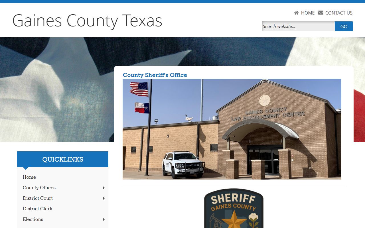 Gaines County sheriff page for inmate records and jail contact information