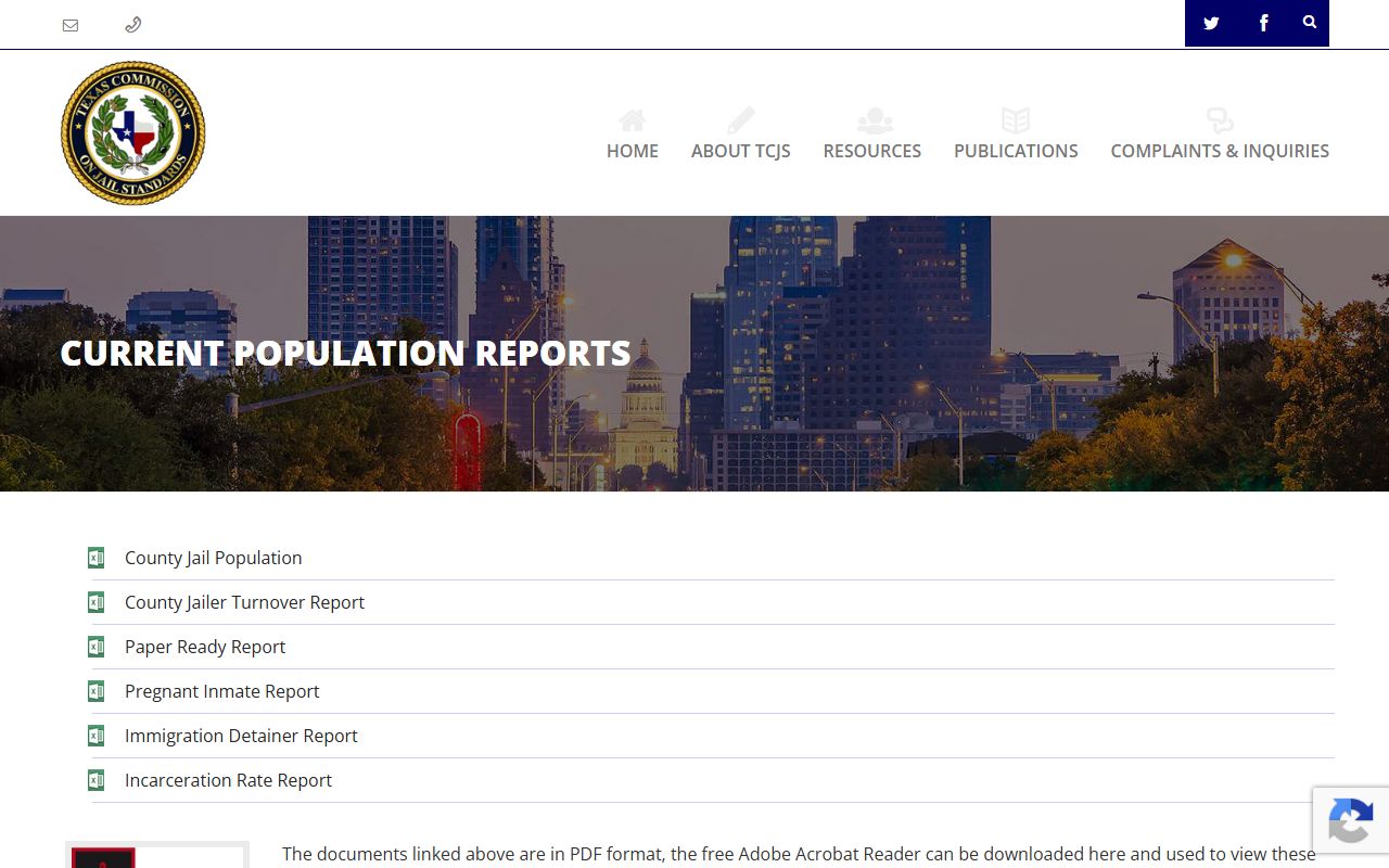 Gaines County inmate population TCJS population reports source